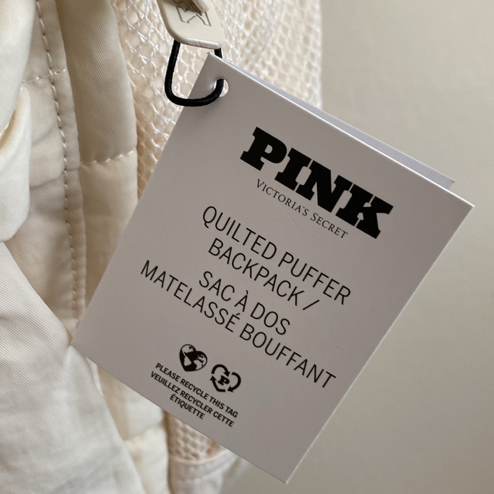 Victoria’s Secret Pink Quilted Puffer Backpack in White Shell - Picture 8 of 10